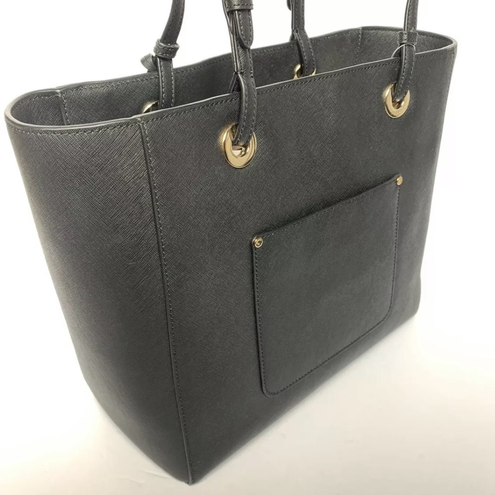 MICHAEL KORS WALSH EW Large Top Zip Leather Black Tote